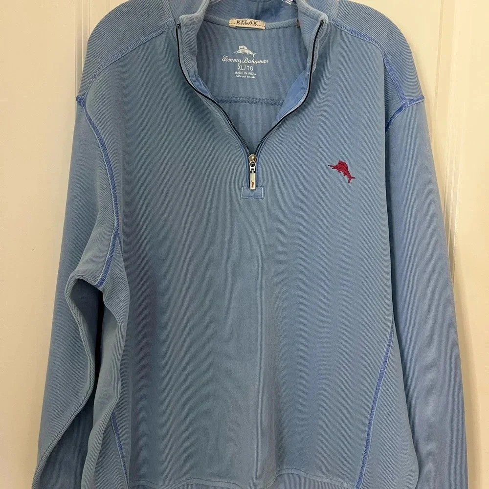 Tommy Bahama Tobago Bay Half zip sweatshirt beach bonfire travel Minimalist XL